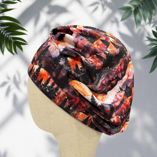 Mountain Forest Bouffant Scrub Cap | Nature Nurse Scrub Hat | Sunset Surgical Cap
