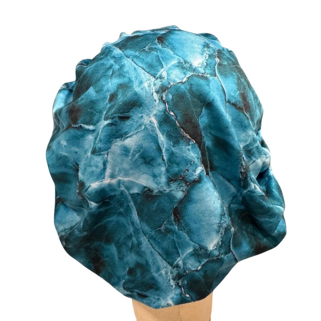 Blue Marble Bouffant Scrub Cap | Turquoise Surgical Cap | Headband Style Nurse Scrub Hat