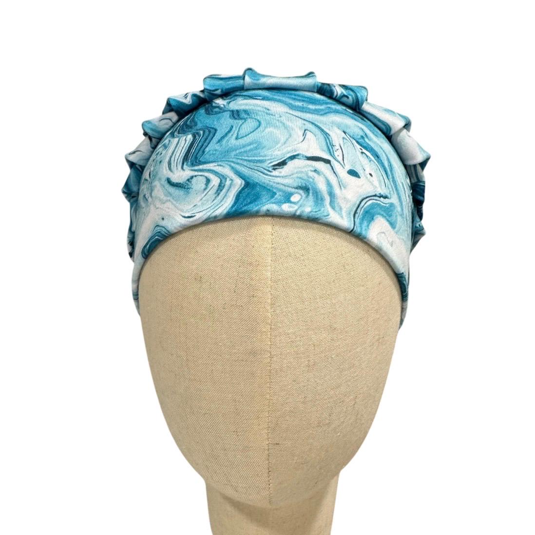 Turquoise White Marble Bouffant Scrub Cap | Teal Swirl Surgical Cap | Nurse Scrub Hat |