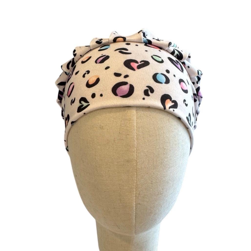 Leopard Bouffant Scrub Cap, Headband Style Surgical Hat, OR Cap, Nurse Scrub Hat, Colorful Animal Print