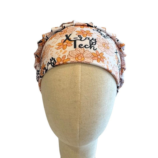 X-Ray Tech Floral Bouffant Scrub Cap, Headband Style Surgical Hat, OR Cap