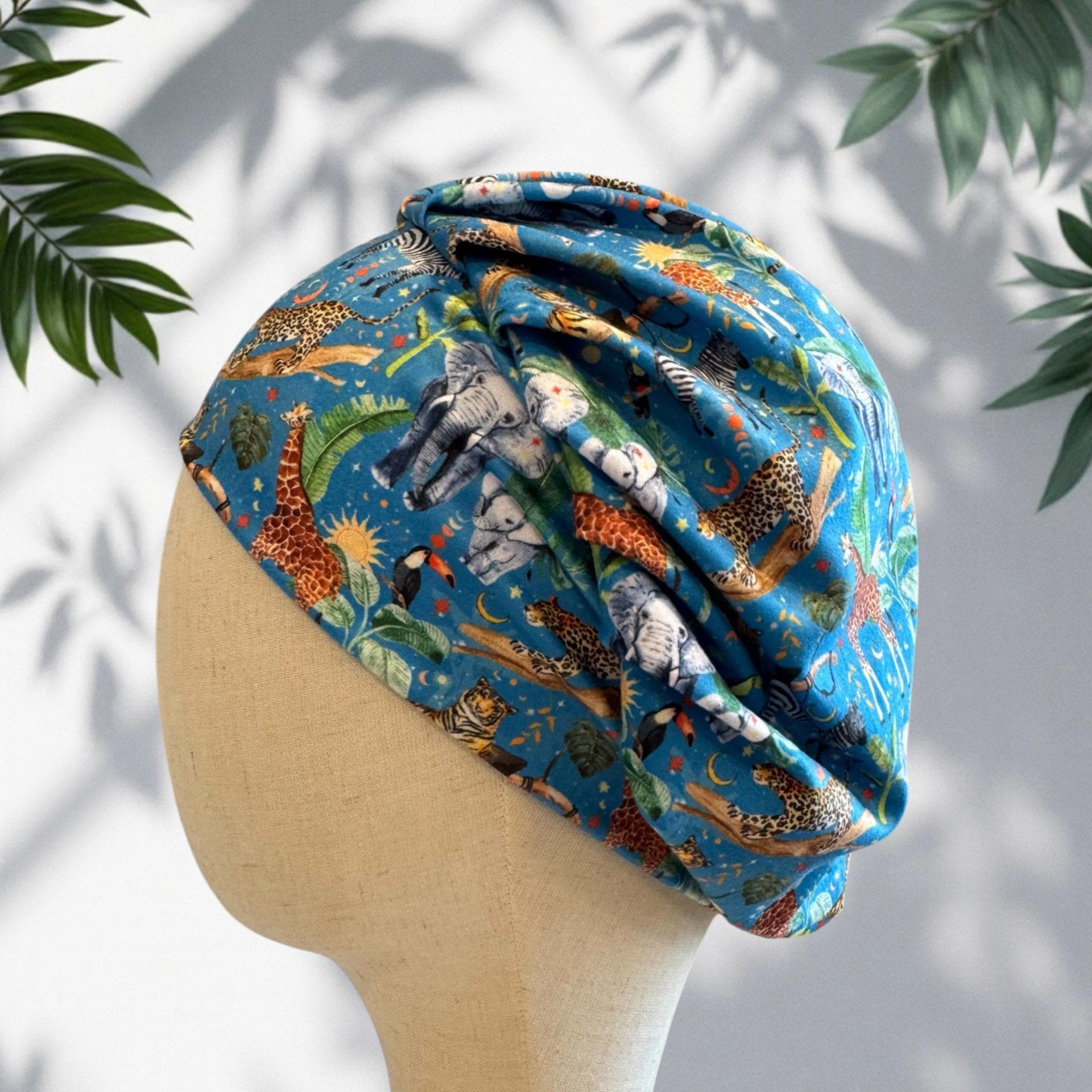 Safari Animal Bouffant Scrub Cap, Headband Style Surgical Hat, OR Cap, Jungle Nurse Scrub Hat