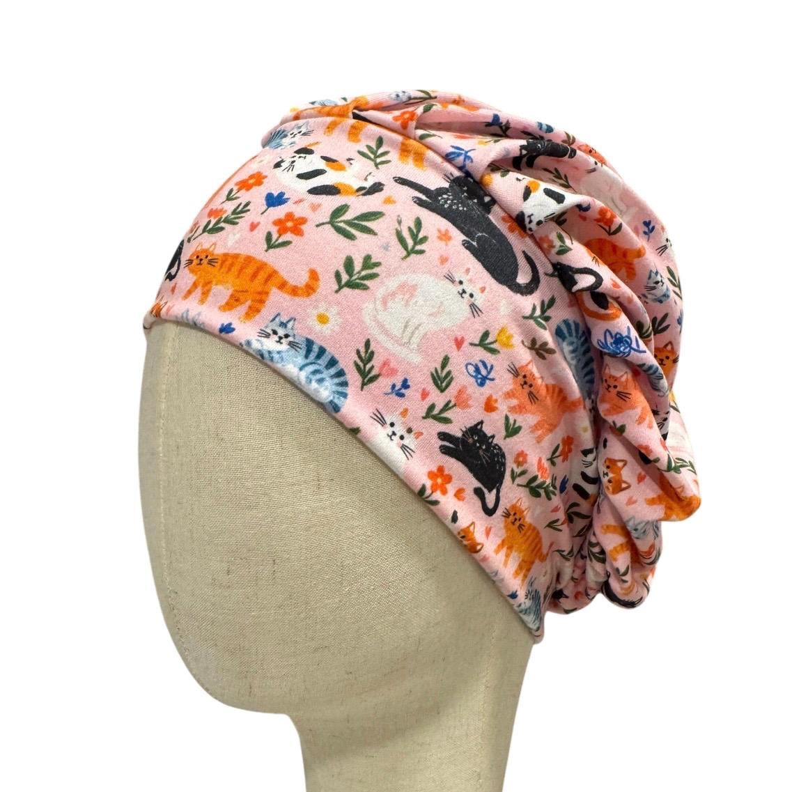 Cats on Pink Bouffant Scrub Cap