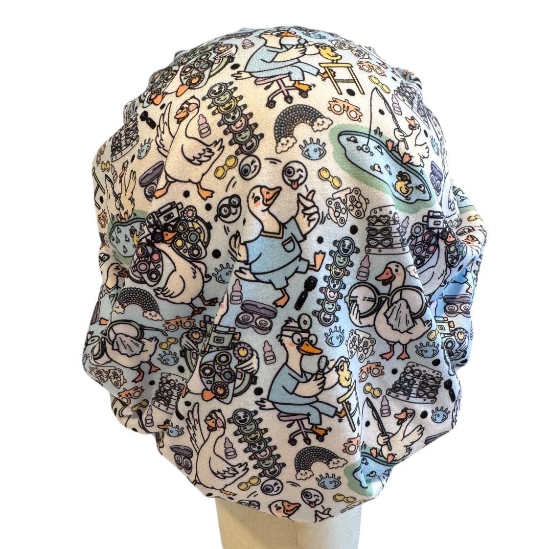 Optometry Scrub Cap | Ophthalmology Bouffant Scrub Cap | Eye Doctor Surgical Hat | Eye Clinic Nurse Cap