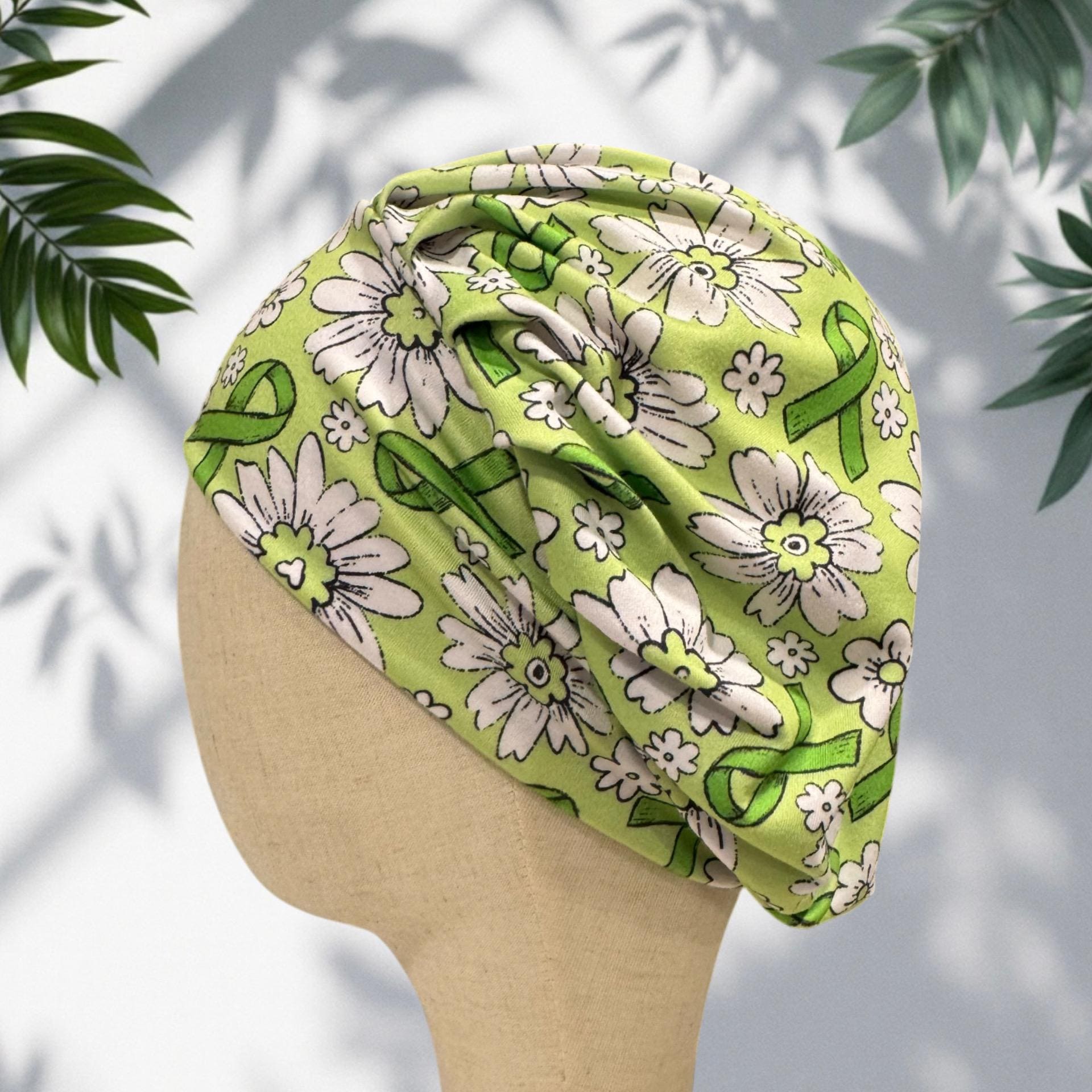 Green Ribbon Awareness Bouffant Scrub Cap | Non-Hodgkin Lymphoma, Organ Donation & Mental Health Nurse Surgical Hat