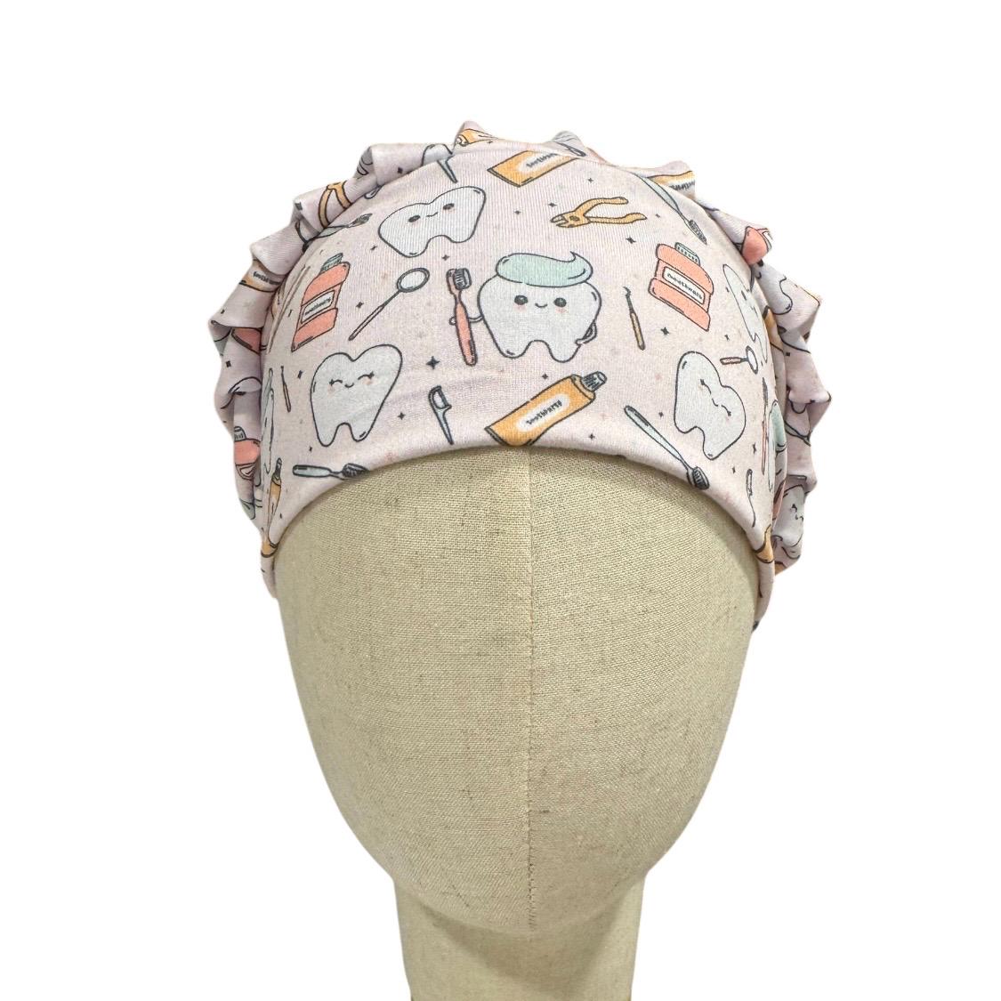 Dental Bouffant Scrub Cap | Cute Tooth Surgical Cap | Dentist & Dental Hygienist Scrub Hat