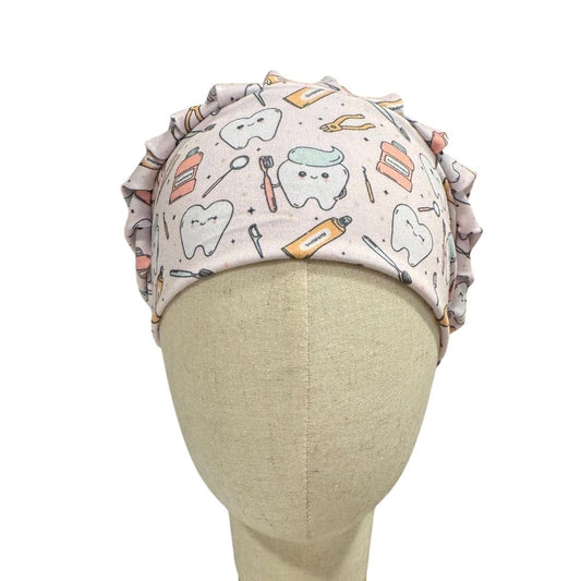 Dental Bouffant Scrub Cap | Cute Tooth Surgical Cap | Dentist & Dental Hygienist Scrub Hat