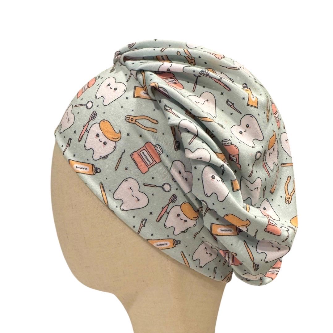 Dental Sage Bouffant Scrub Cap | Tooth Dentist Surgical Cap | Dental Hygienist Scrub Hat