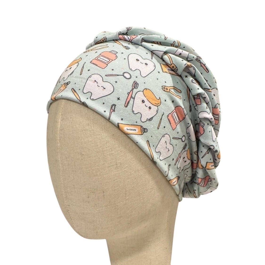 Dental Sage Bouffant Scrub Cap | Tooth Dentist Surgical Cap | Dental Hygienist Scrub Hat