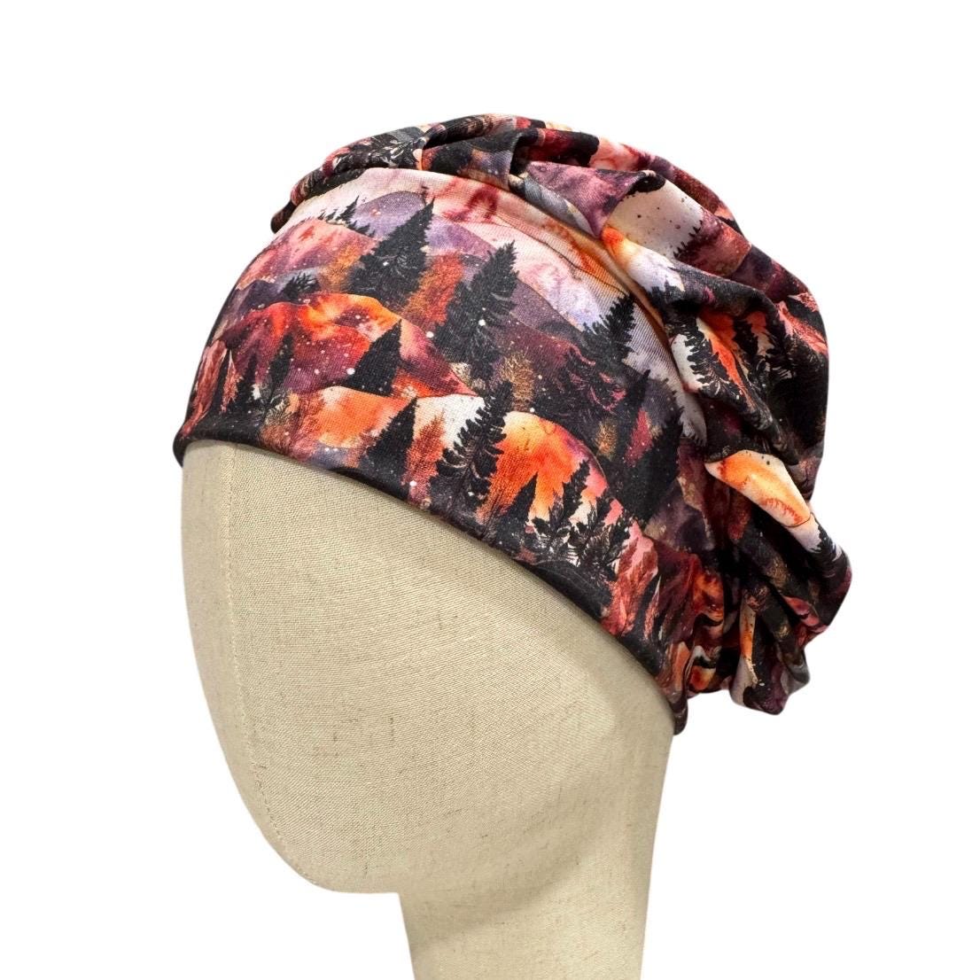 Mountain Forest Bouffant Scrub Cap | Nature Nurse Scrub Hat | Sunset Surgical Cap