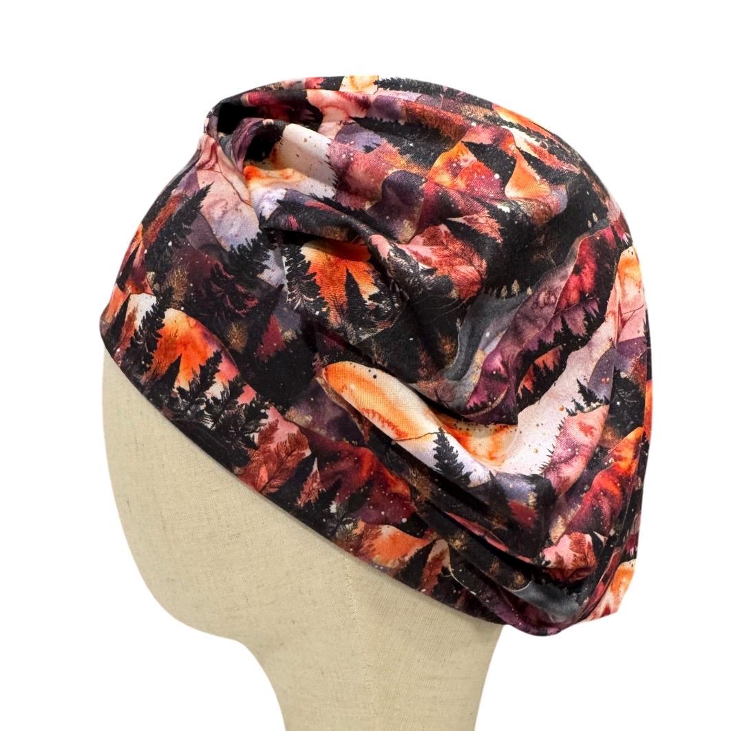 Mountain Forest Bouffant Scrub Cap | Nature Nurse Scrub Hat | Sunset Surgical Cap