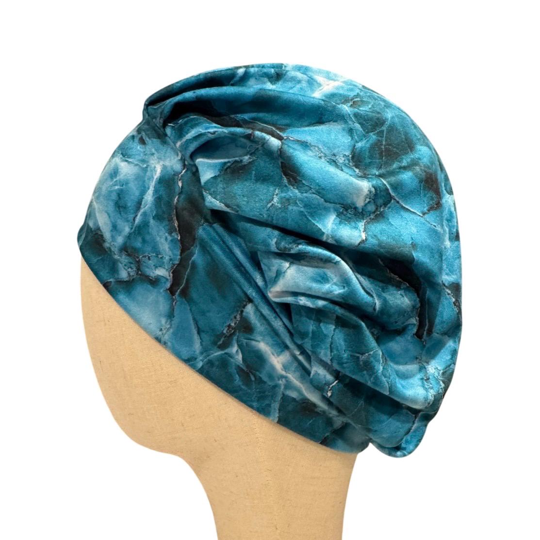 Blue Marble Bouffant Scrub Cap | Turquoise Surgical Cap | Headband Style Nurse Scrub Hat