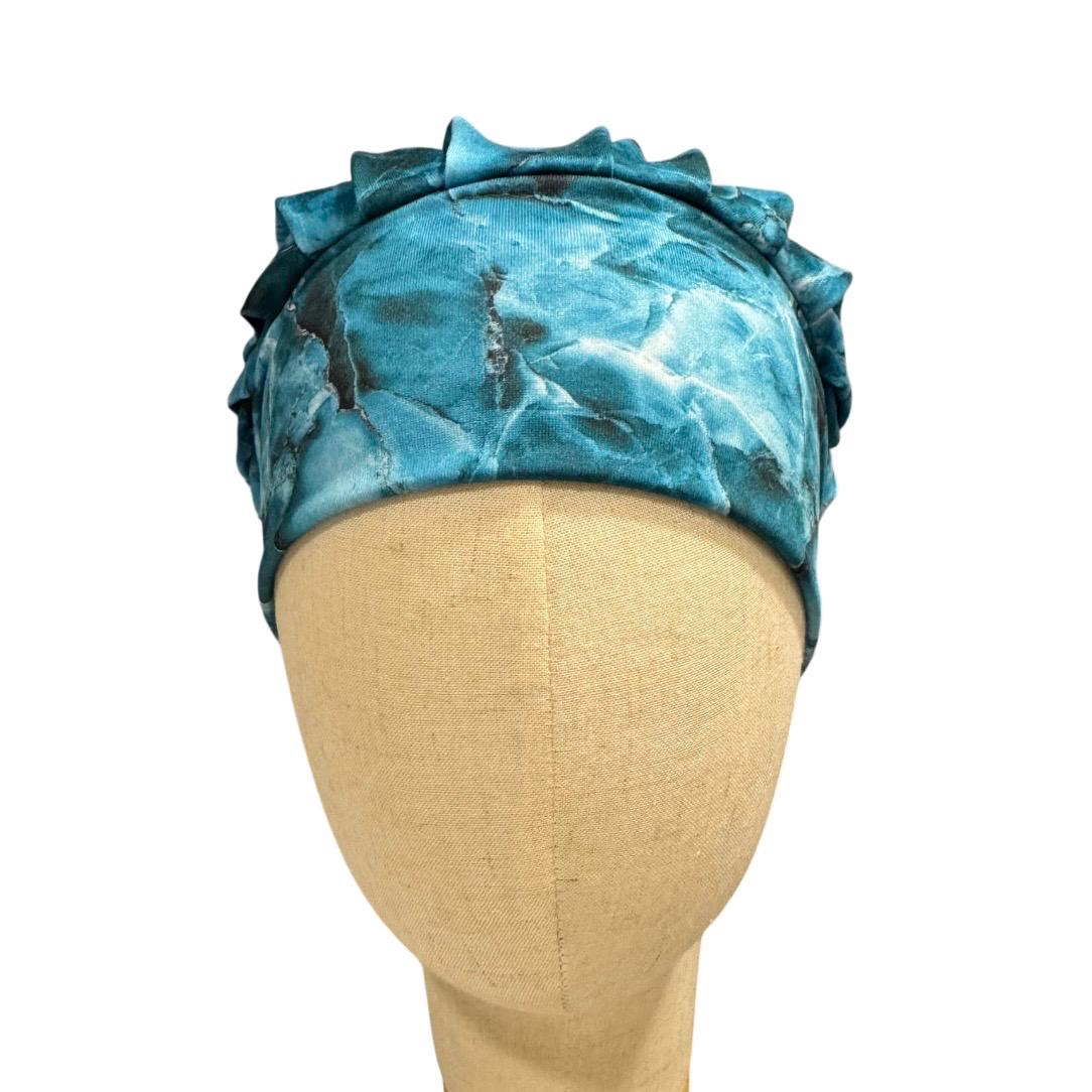 Blue Marble Bouffant Scrub Cap | Turquoise Surgical Cap | Headband Style Nurse Scrub Hat