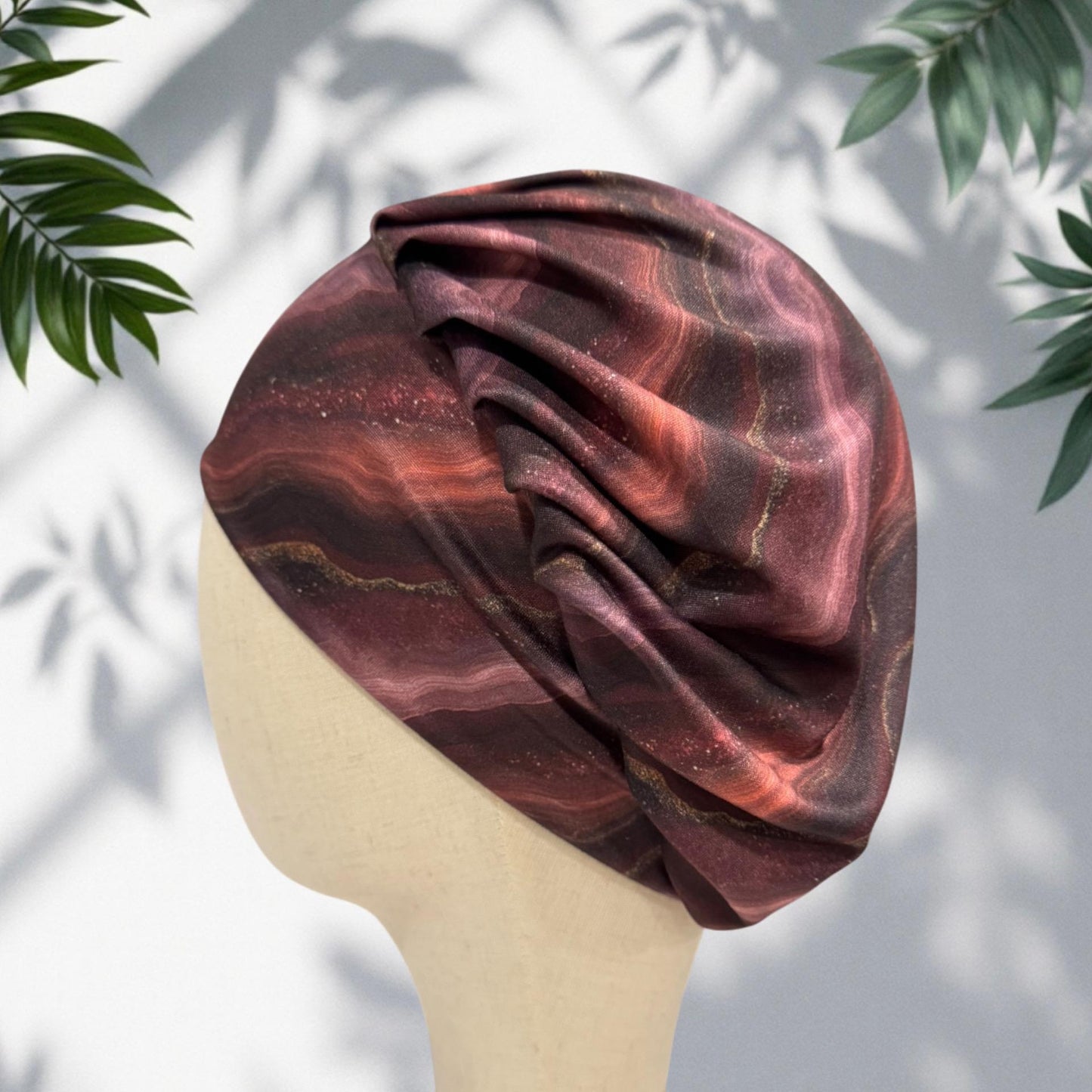 Burgundy Marble Bouffant Scrub Cap | Wine Surgical Cap | Headband Style