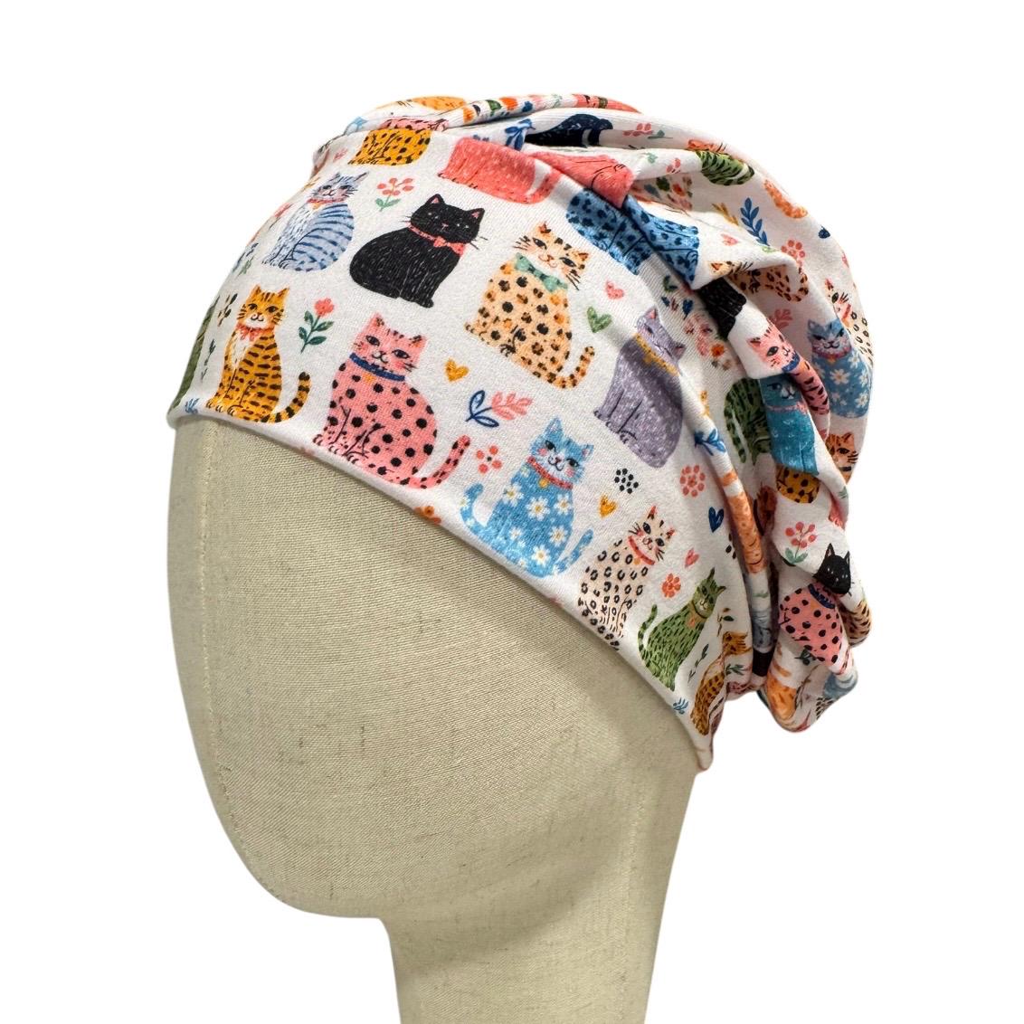 Cats on White Bouffant Scrub Cap