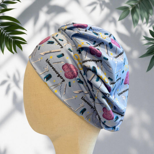 Neurosurgery Scrub Cap | Bouffant Surgical Scrub Hat | Neuro Nurse Cap | Brain Surgery Scrub Cap