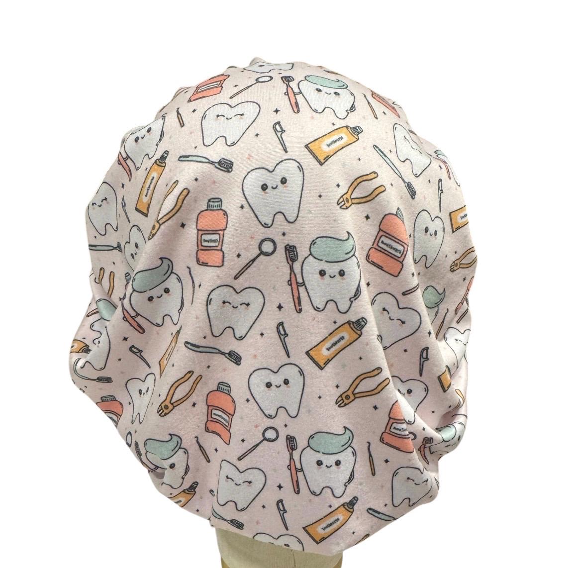 Dental Bouffant Scrub Cap | Cute Tooth Surgical Cap | Dentist & Dental Hygienist Scrub Hat