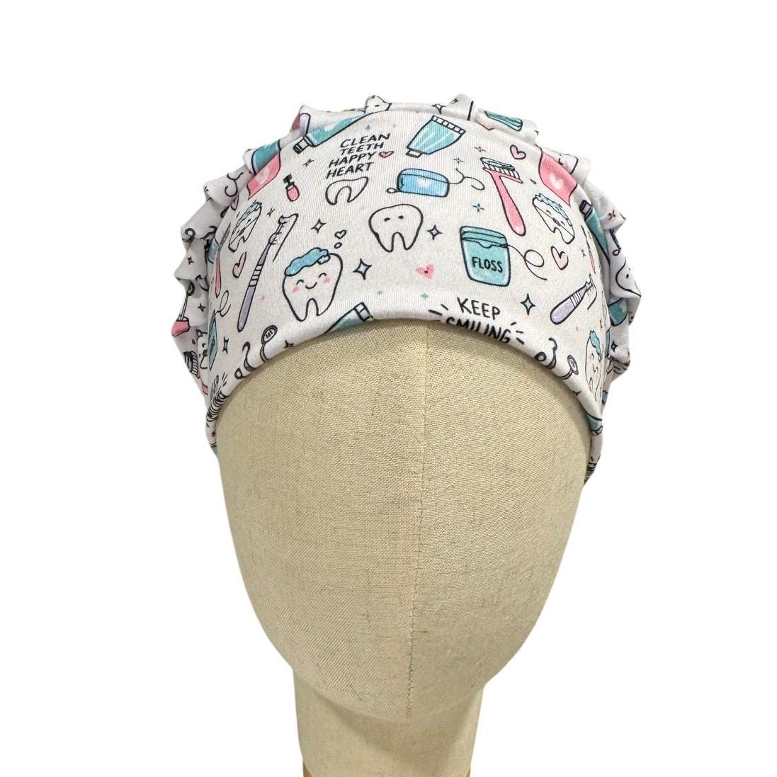 Cute Dental Bouffant Scrub Cap | Keep Smiling Tooth Surgical Cap | Dentist & Dental Hygienist Scrub Hat