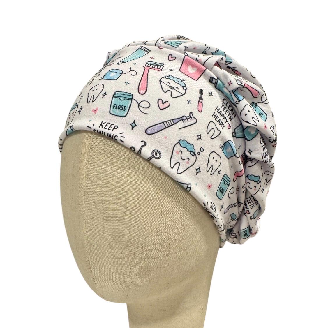 Cute Dental Bouffant Scrub Cap | Keep Smiling Tooth Surgical Cap | Dentist & Dental Hygienist Scrub Hat