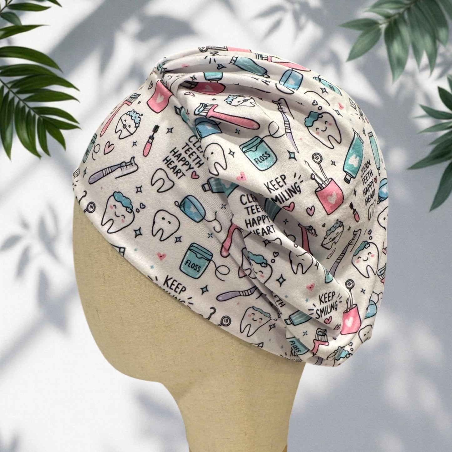 Cute Dental Bouffant Scrub Cap | Keep Smiling Tooth Surgical Cap | Dentist & Dental Hygienist Scrub Hat