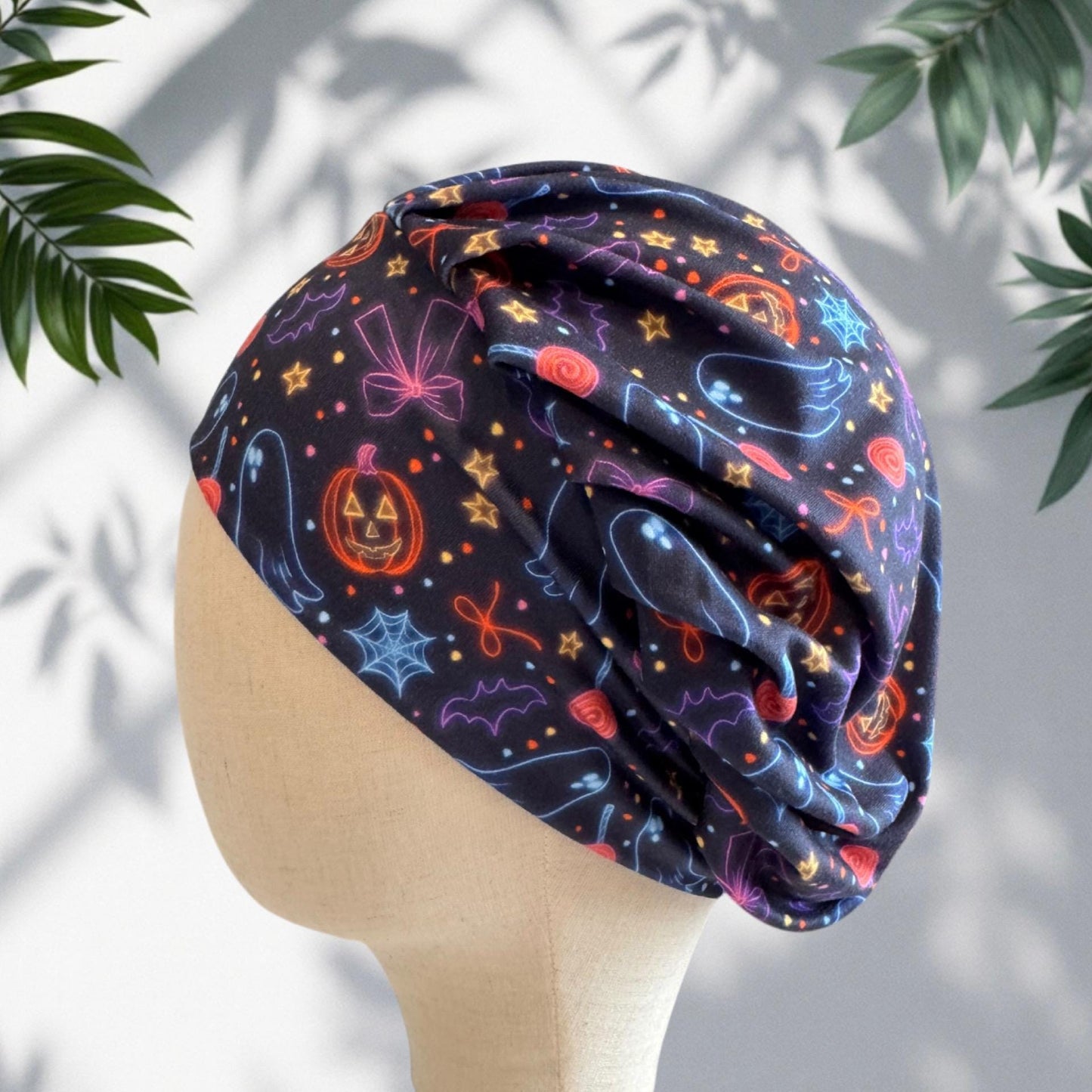 Halloween Neon Ghost Bouffant Scrub Cap, Spooky Nurse Hat
