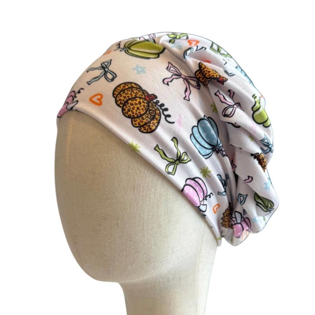 Pastel Pumpkin Bouffant Scrub Cap, Fall Surgical Hat