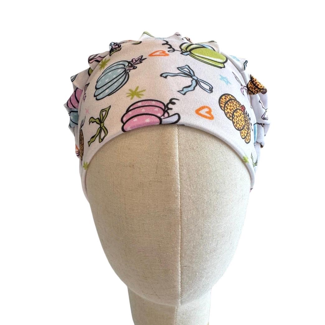 Pastel Pumpkin Bouffant Scrub Cap, Fall Surgical Hat