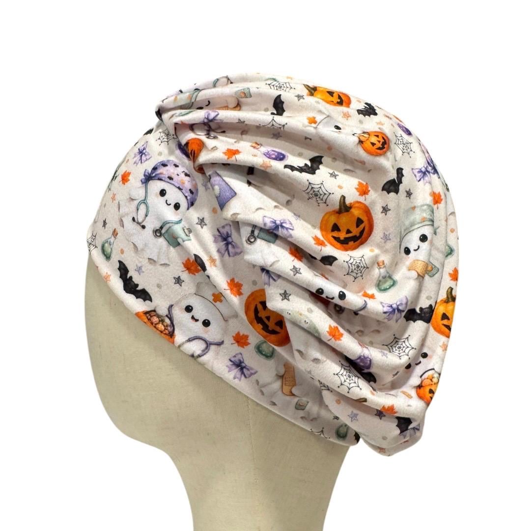 Halloween Medical Bouffant Scrub Cap, Cute Ghost Nurse Scrub Hat, Pumpkin Surgical Cap, Spooky Healthcare Scrub Cap