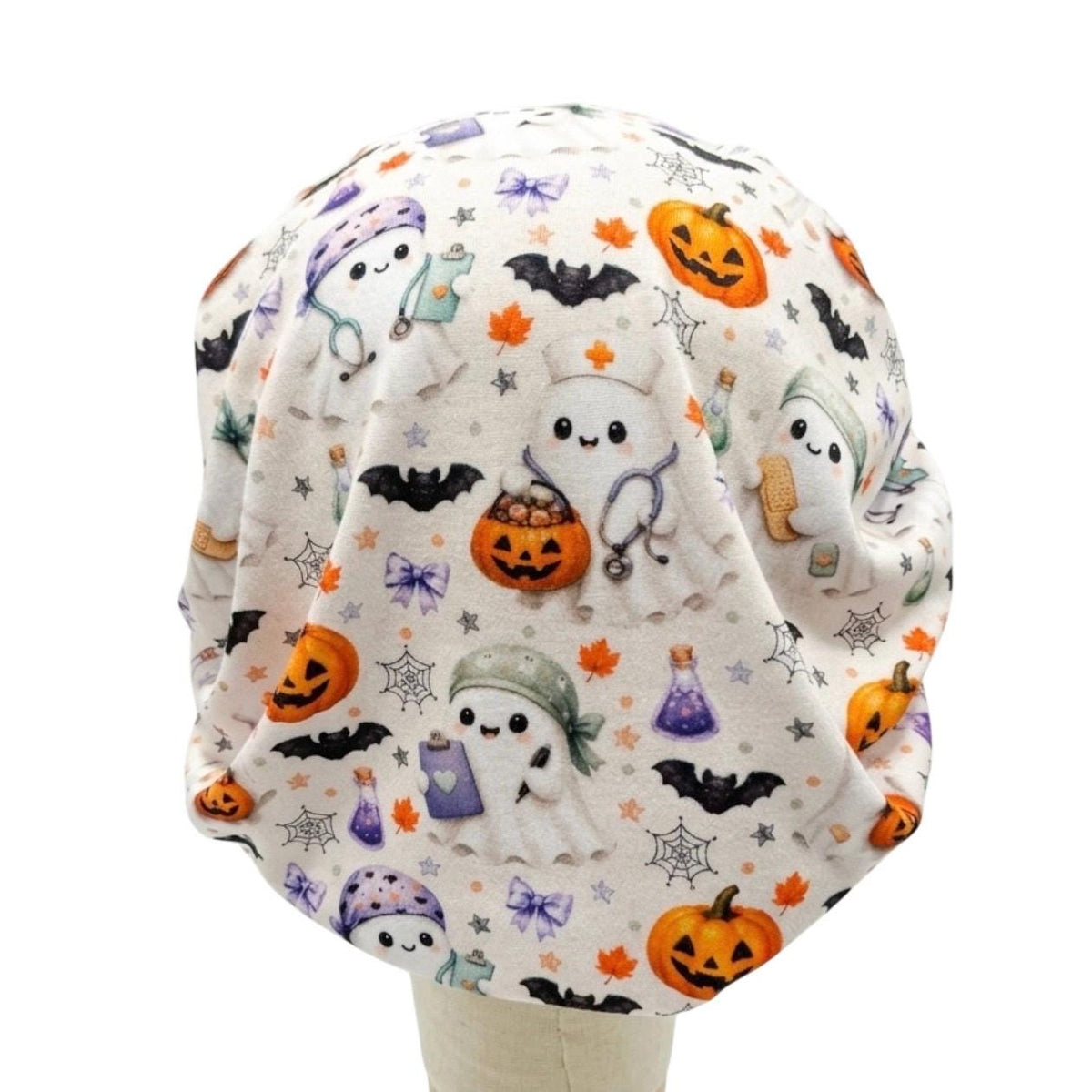 Halloween Medical Bouffant Scrub Cap, Cute Ghost Nurse Scrub Hat, Pumpkin Surgical Cap, Spooky Healthcare Scrub Cap