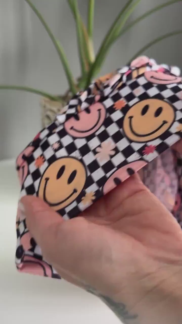 Strawberry Bow Bouffant Scrub Cap, Headband Style Ponytail Friendly