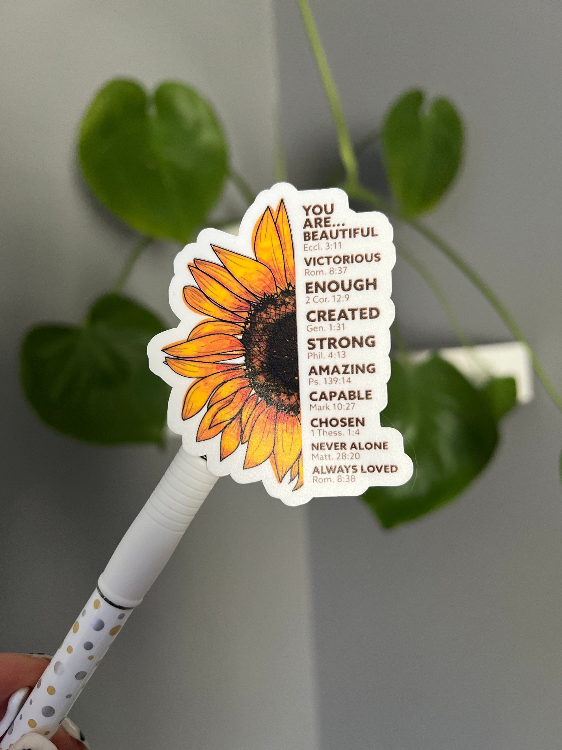 Bible Verse Sticker, Christian Sticker, Water Bottle Sticker, Laptop Sticker, Sunflower Sticker, Inspiration Sticker