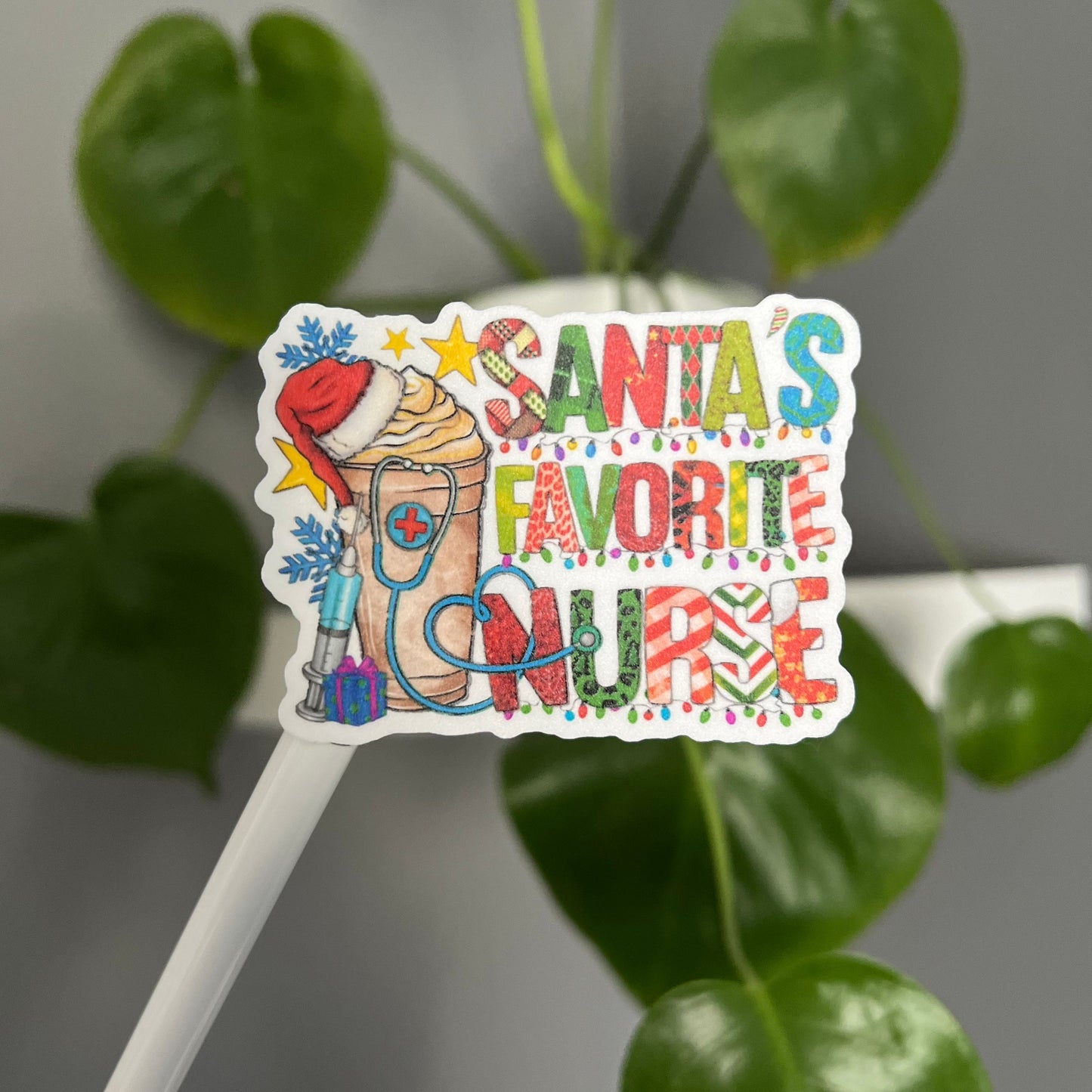 Santas Favorite Nurse Sticker, Positive Sticker, Motivation Sticker, Desk Sticker, Vinyl Sticker, Water Bottle Sticker, Laptop Sticker