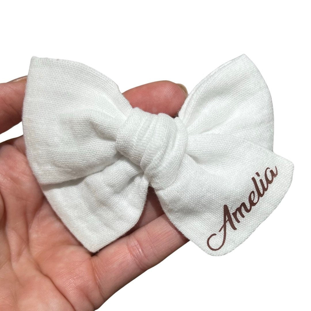 Personalized Hair Bows, Muslin Hair Bows, Solid Colors Bows, Baby’s Name Bow