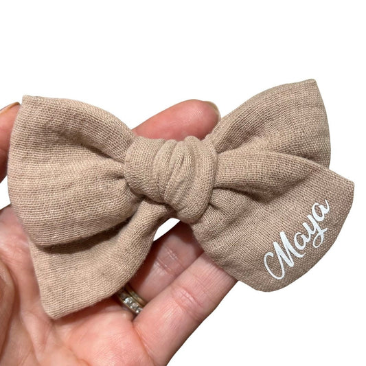 Personalized Hair Bows, Muslin Hair Bows, Solid Colors Bows, Baby’s Name Bow