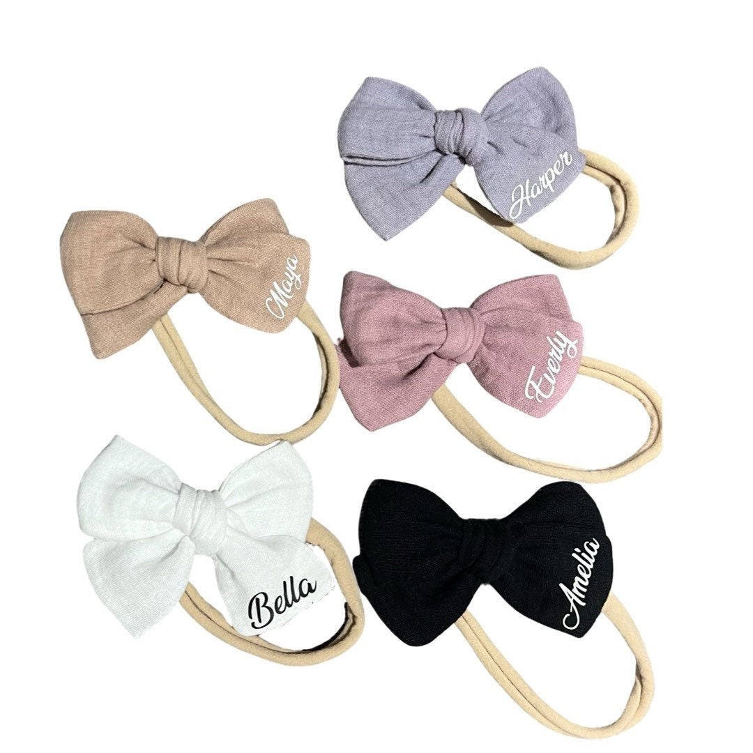 Personalized Hair Bows, Muslin Hair Bows, Solid Colors Bows, Baby’s Name Bow