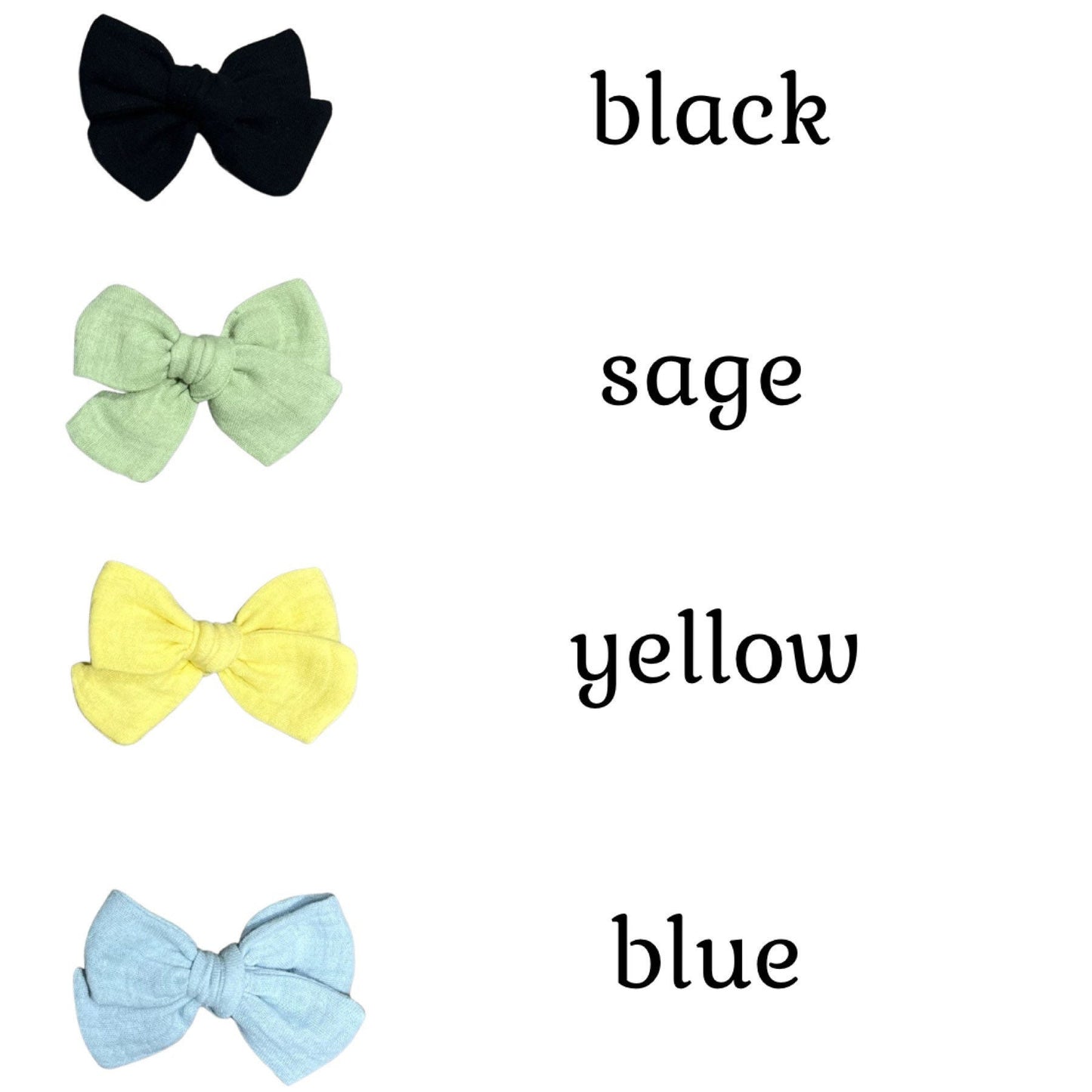 Hair Bows, Muslin Hair bows, Solid Colors Bows, Piggy Bows